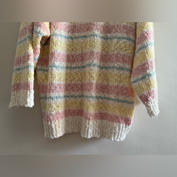 Vtg Allison Smith II Sherbet / Pastel Striped Sweater, Textured Yarn, Size Large - Picture 10 of 16